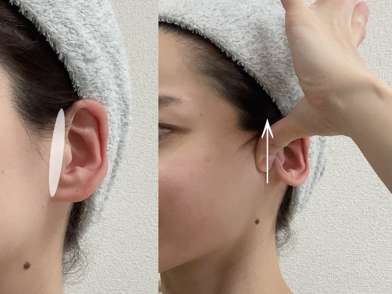 耳マッサージのやり方⑦耳の付け根を流す